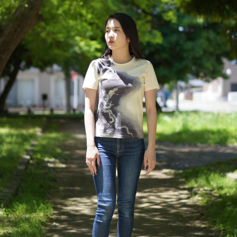 葛飾北斎 半袖Tシャツ ＜富士越龍/墨＞ | 京友禅アロハシャツ
