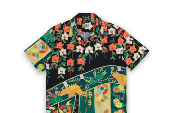 ◎ 美品　パゴン　鷹　波　シルクアロハ　シルク　シャツ　S 京都 シルク 京友禅アロハシャツ【Pagong】公式オンラインショップ