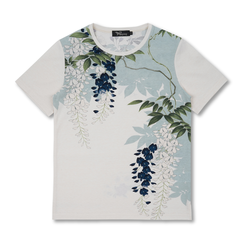 花柄 半袖Tシャツ ＜蔦と菊牡丹/墨紫＞