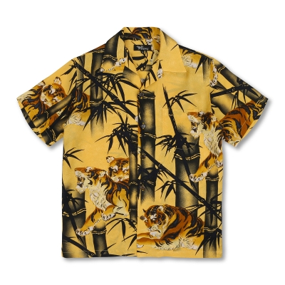 和柄 アロハシャツ ＜竹林の虎/黄色＞