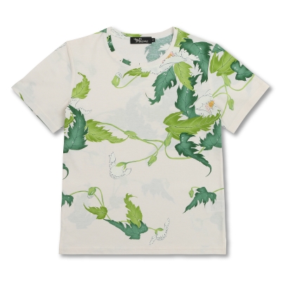 花柄 半袖Tシャツ ＜けし/白緑＞